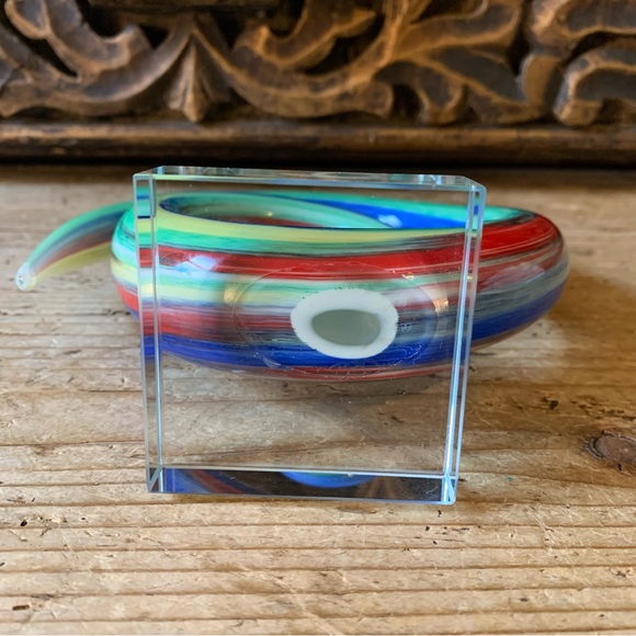 Murano Glass Multicolor Colorful Rainbow Spiral Coil Snake 3D Handblown Art - Picture 12 of 17